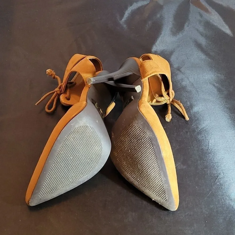 CHARLOTTE RUSSE WOMEN'S COLLECTION FAUX SUEDE D'ORSAY ANKLE STRAP TIE STILETTOS
